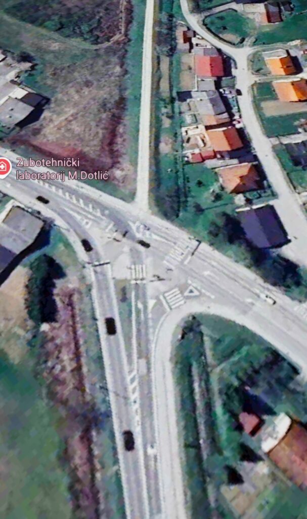 Satelitski prikaz raskrižja D1 i obilaznice Karlovca kod Mostanja – moguća početna točka obilaznice Karlovac – Duga Resa